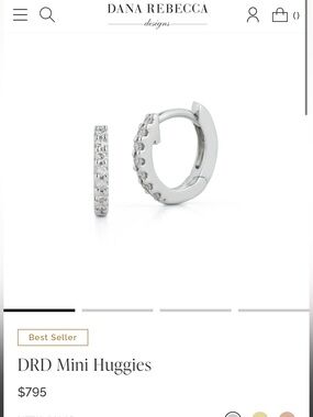Dana Rebecca Designs Silver Pavé Mini Huggie Hoop Earrings- white Gold